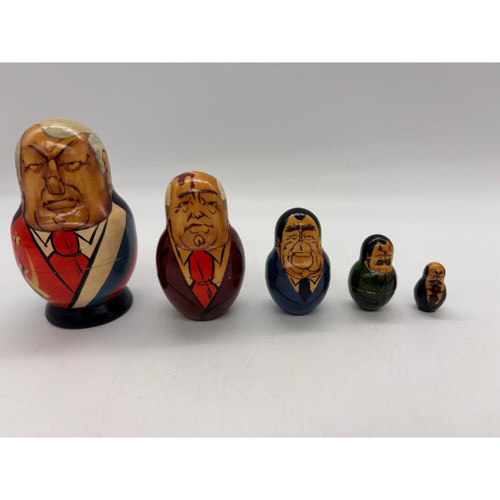 Vintage Russian leaders stacking dolls 5 total